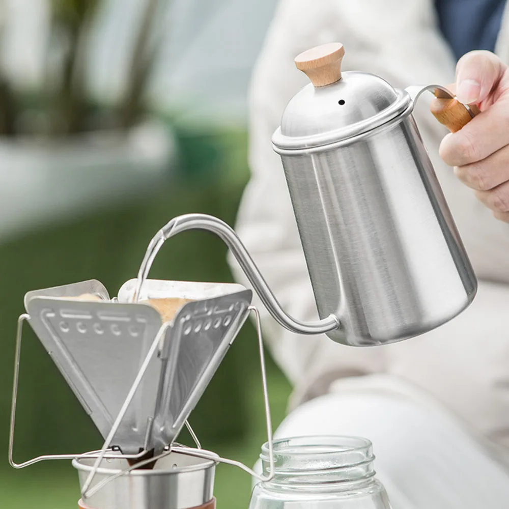Pour Over Coffee Kettle Gooseneck Stainless Steel Tea Kettle, Hand Maker Brewed Pot Bean Grinder Folding Filter Cup view 5