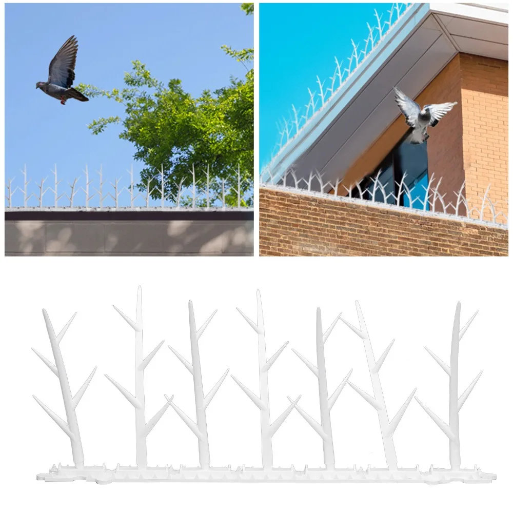 6PCS Durable Plastic Bird Deterrent Spikes Compact White Plastic Bird Spikes Sharp Easy to Install Anti-Theft Climb Strips