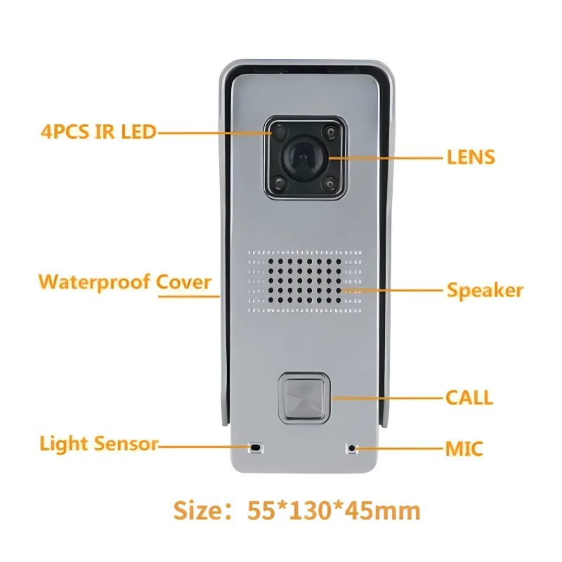 7" Touch Screen Video Intercom System for Home Smart Tuya APP 1080P Doorbell with IR LED Outdoor Metal Housing Waterproof