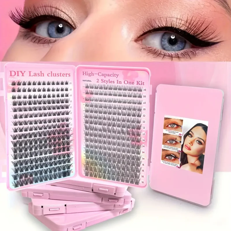 384 Stück Einzelwimpern Wimpernbuch Cluster-Extensions Künstliche Wimpern DIY zu Hause Cluster-Wimpernverlängerungen Natürliches Make-up