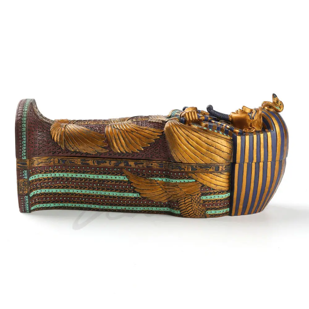 Ancient Egyptian King Tutankhamun Sarcophagus Resin Jewelry Box Mummy Coffin Figurine Home Office Decor Storage Box Ornament
