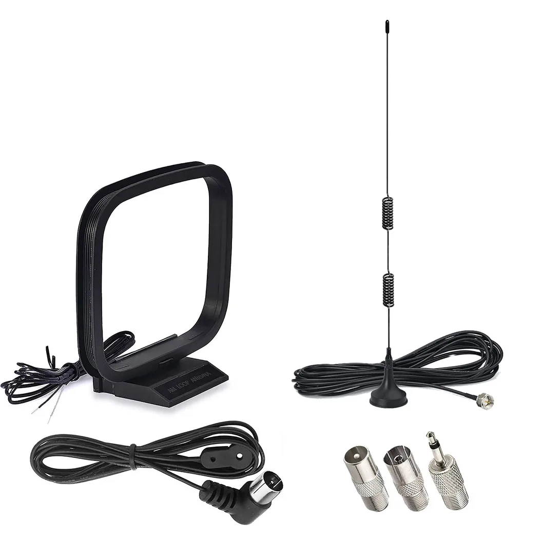 Magnetic Base FM Radio Antenna and AM Loop Antenna for Pioneer Onkyo Yamaha Marantz Indoor Digital HD Radio FM Bluetooth Home