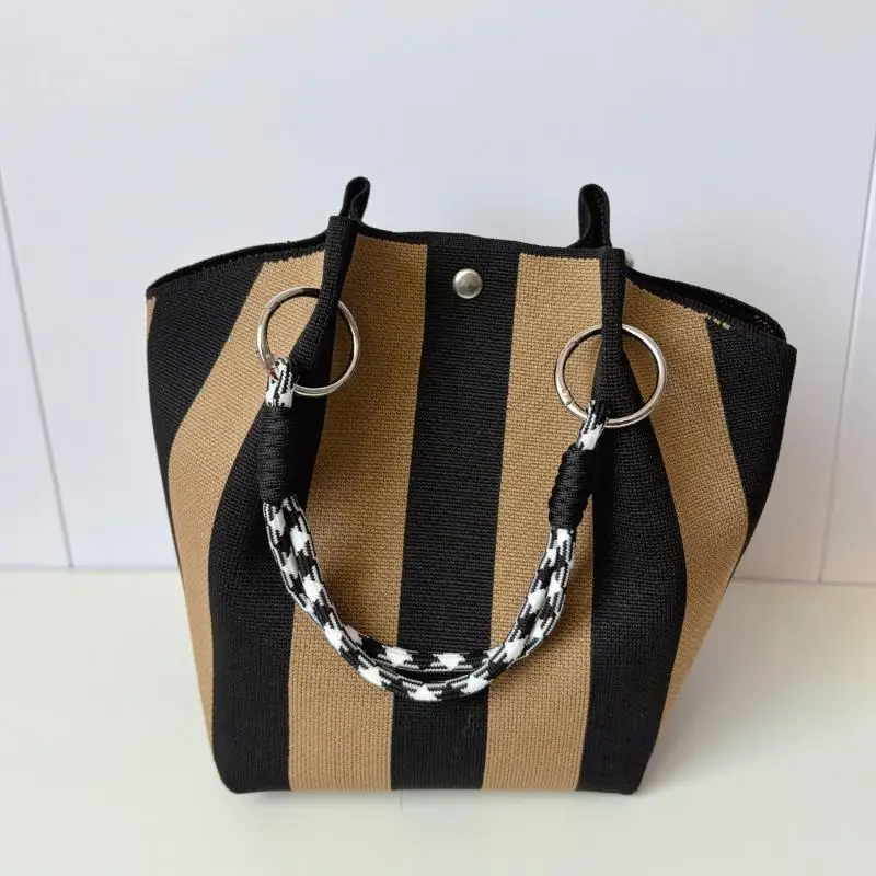 New Sale Knitted Women Tote Bag With Stylish Print Sturdy Handle For Daily Commute Work Shopping Outings