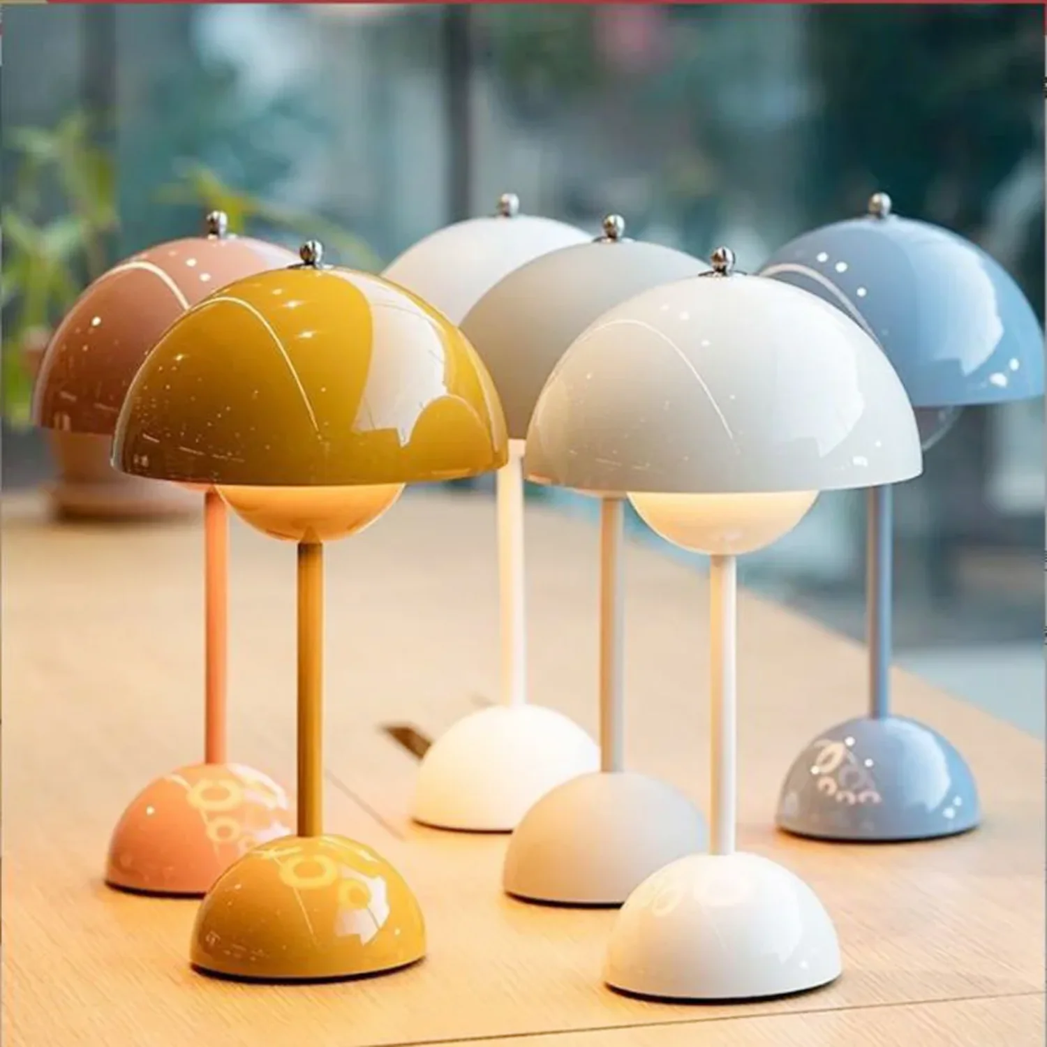 

Mushroom Flower Bud LED Rechargeable Table Lamps Desk Lamp Touch Night Light Bedroom Restaurant Cafe Modern Decoration Gifts