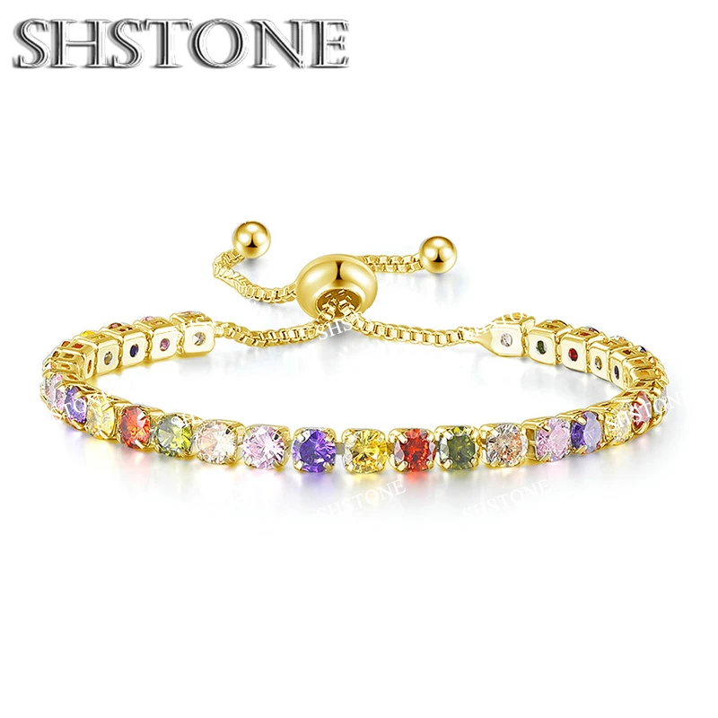 Edle 925 Sterling Silber Armband Kette Luxus Farbe Kristall Hand Schmuck Für Frauen Charme Hochzeit Geschenk Party 18 cm