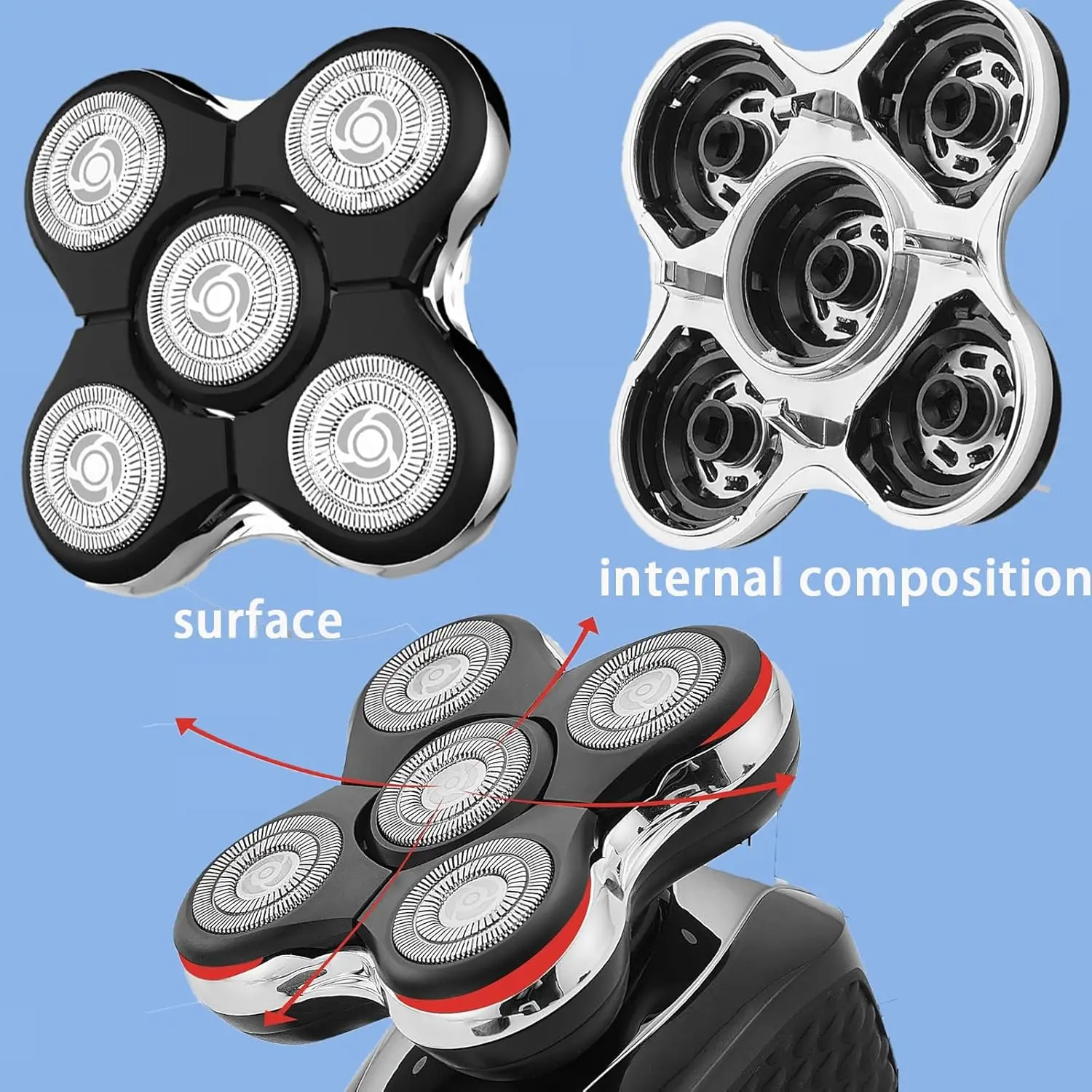 رؤوس بديلة متوافقة مع ماكينة الحلاقة الكهربائية Remington Balder Pro موديل XR7000 وXR1500 & XR1501 للرجال الأصلع