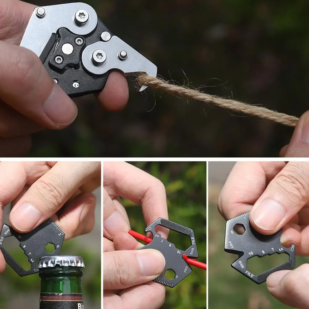 Hexagon Coin Outdoor Tool Multifunctional Hexagon Folding Knife Keychain Pocket Mini Screwdriver Gear Coin Fold K2W7