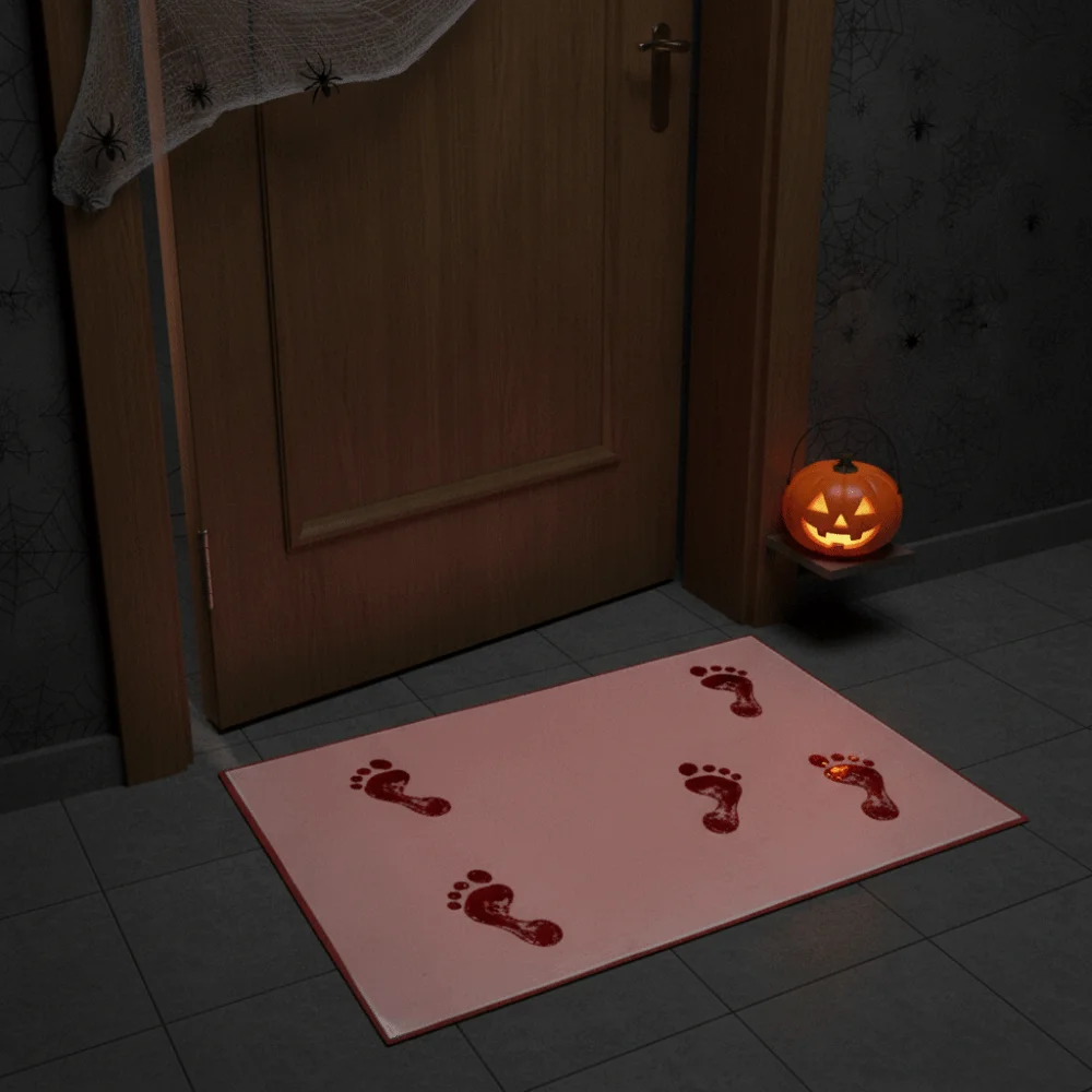 Non Slip Halloween Color Changing Floor Mat Funny Color Changing Bloody Doormat Water Absorbent Halloween Rug Entryway