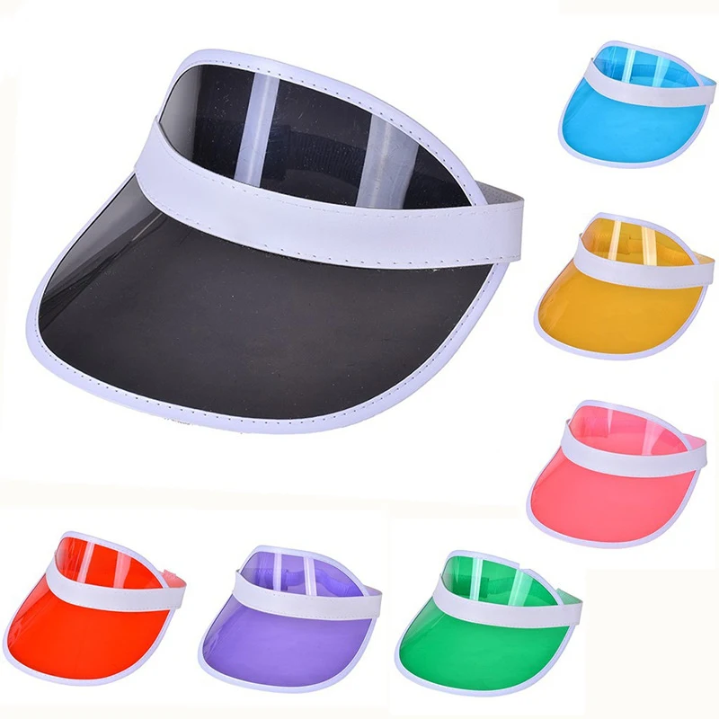 Summer Pvc Sun Hats Women Girls Empty Top Transparent Baseball Caps Outdoor Bicycle Sport Adjustable Anti-Uv Visor Sun Shade Hat