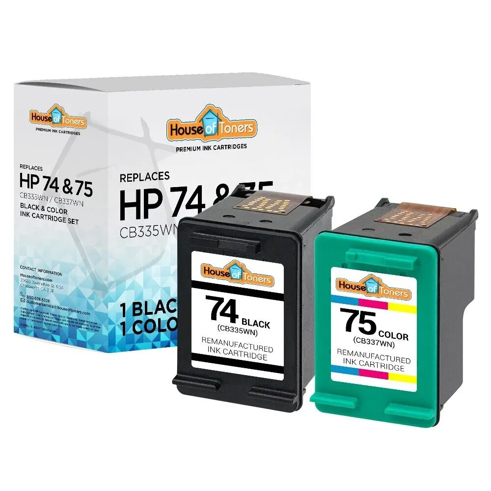 

2pk HP 74 75 Black/Color Deskjet D4260 D4263 D4268 D4280 D4360 D4363 D4368