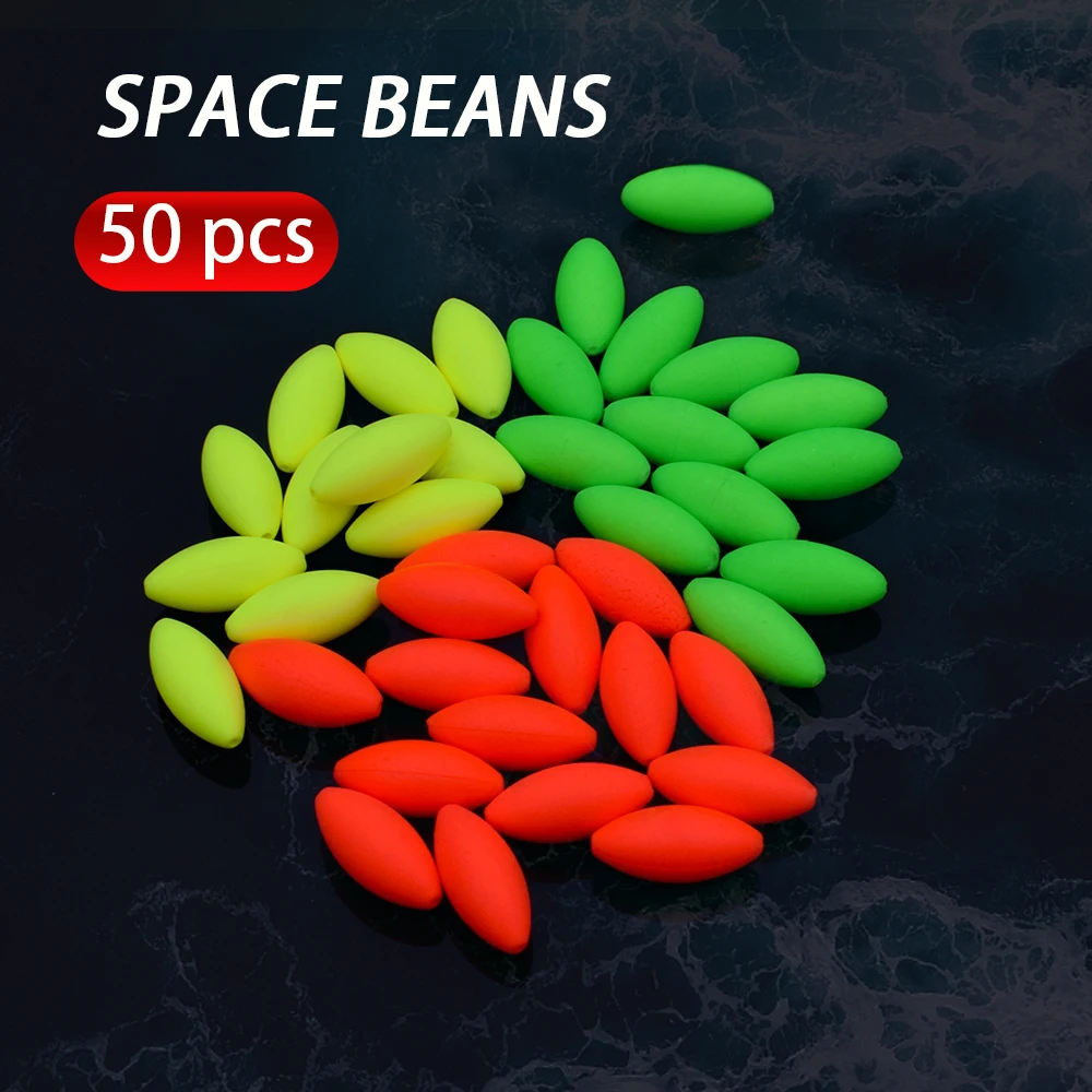 50 pcs Eye catching bean float Enlarged foam float ball Eye catching bean olive cylinder fishing Drift line thickened tail float