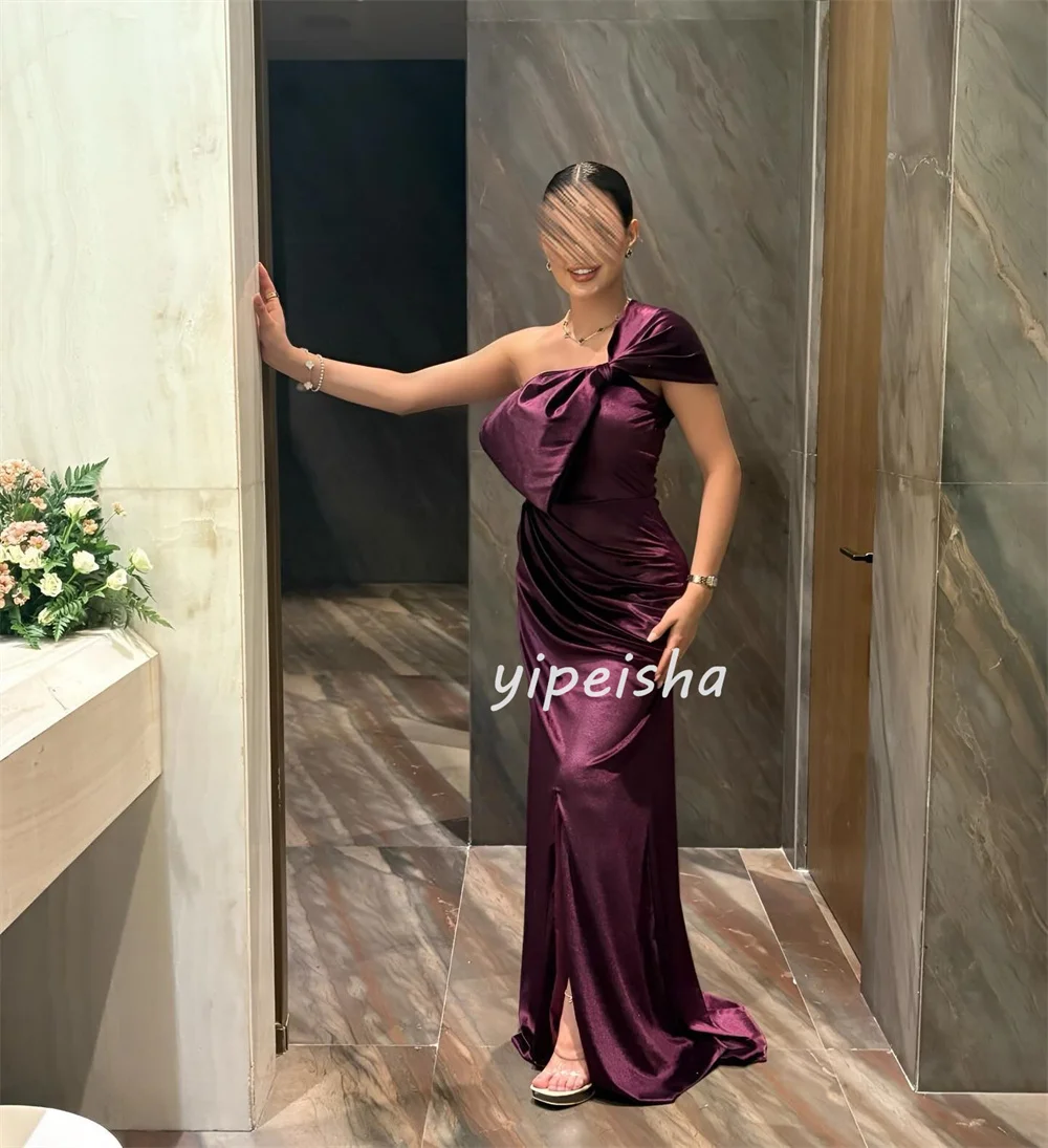 Customized Fashion Formal Pleat Ruched Draped A-line One-shoulder Long Dresses Bespoke Occasion Dresses Matching Exquisite