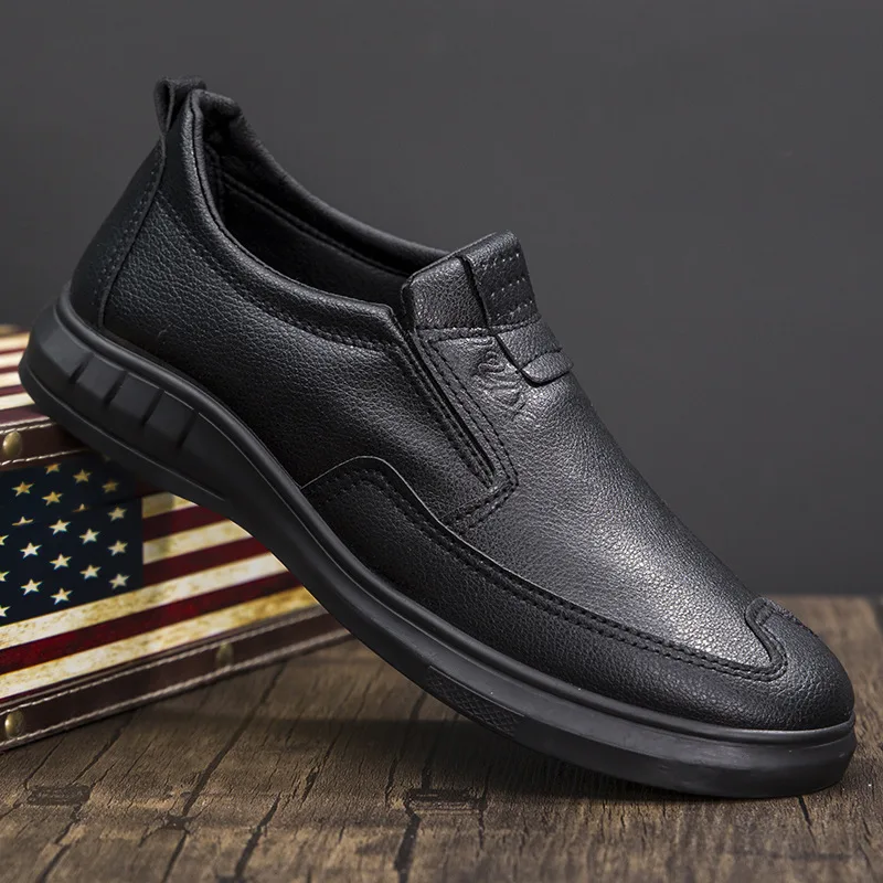 

New Men's Casual Leather Shoes Business Fashion Loafers Slip-On Leather Casual Shoes