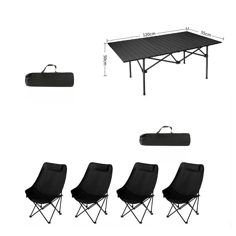 

Outdoor folding table and chair high back moon chair spring outing portable leisure home fishing chair camping picnic