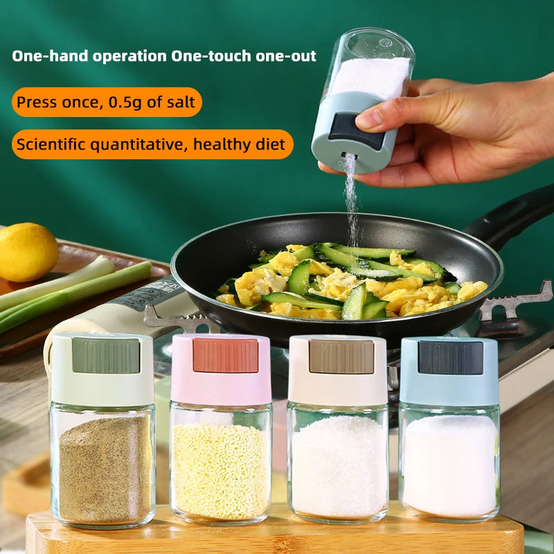 

Obelix Seasoning Jar 100ml Metered Salt Dispenser Spice Seasoning Glass Bottle Transparent Salt Control Bottle Kitchen Container