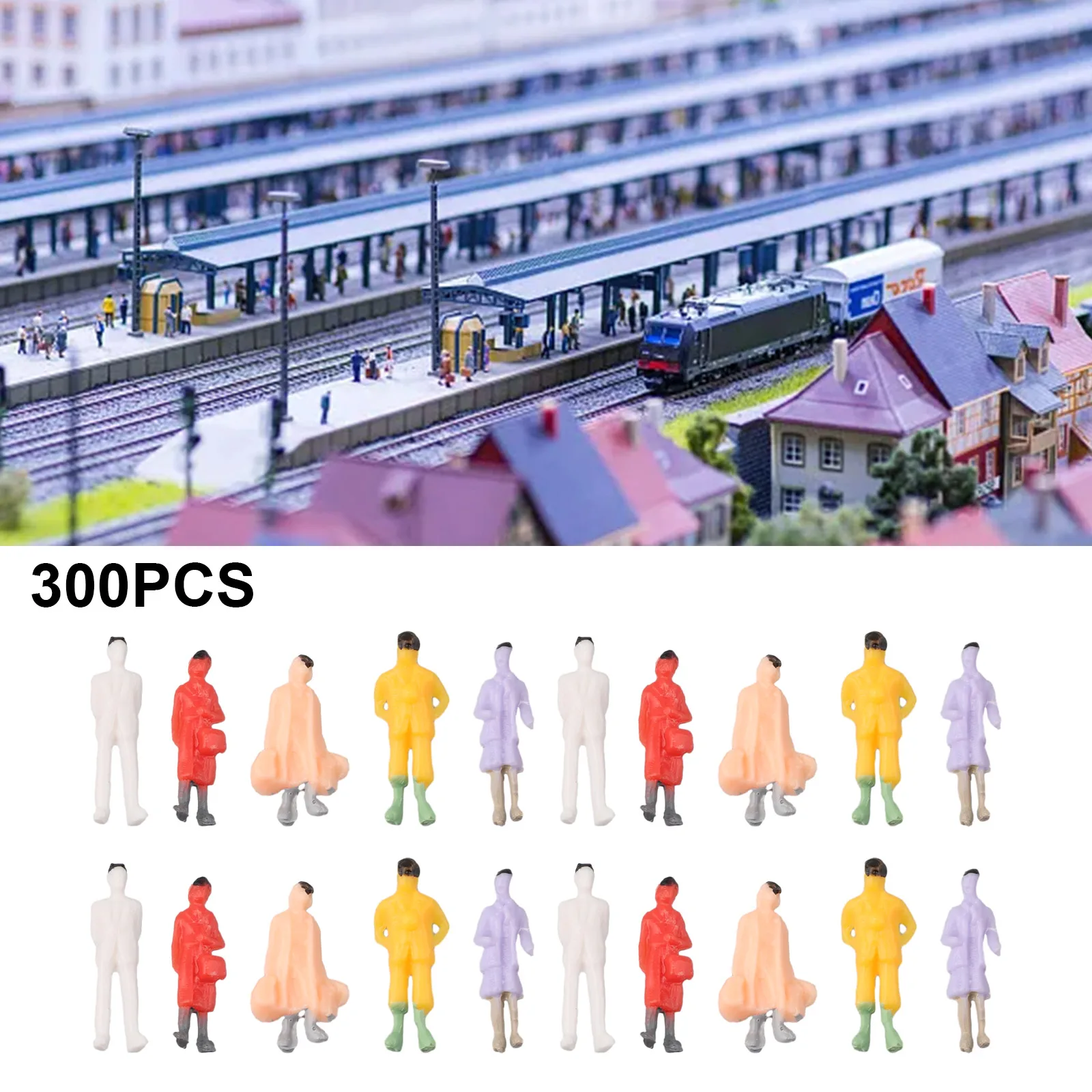 300Pcs Railway Train Layout 1:87 HO Scale Painted Figures Model People Passenger Home Decor Model Railroads Accessory