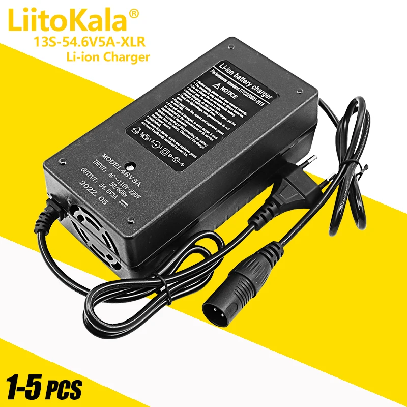 1-5PCS LiitoKala 54.6V 3A Lithium Battery Charger 13S Li-ion  pack charger High Quality