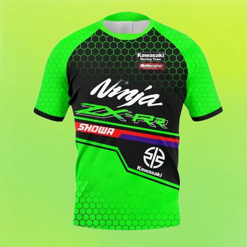 

Kawasaki зеленая, черная повседневная мужская футболка Adventure Touring Samurai Street Style легкая для любителей гонок и велосипедистов