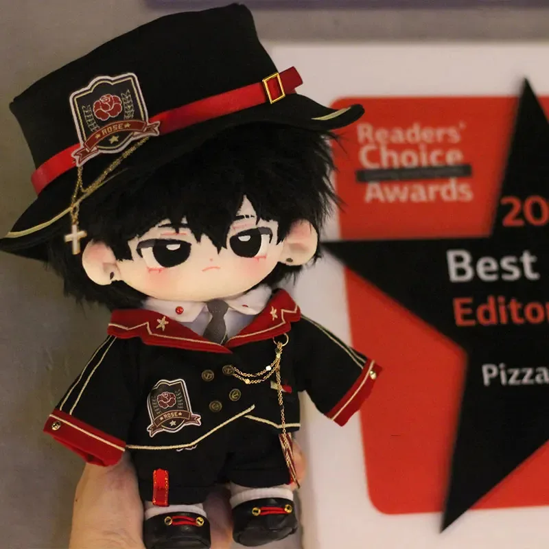 

20cm Plush Toy Doll Clothes American Suit Rose Shirt Suspender Pants Flat Top Hat Jacket Small Leather Shoes Women Birthday Gift