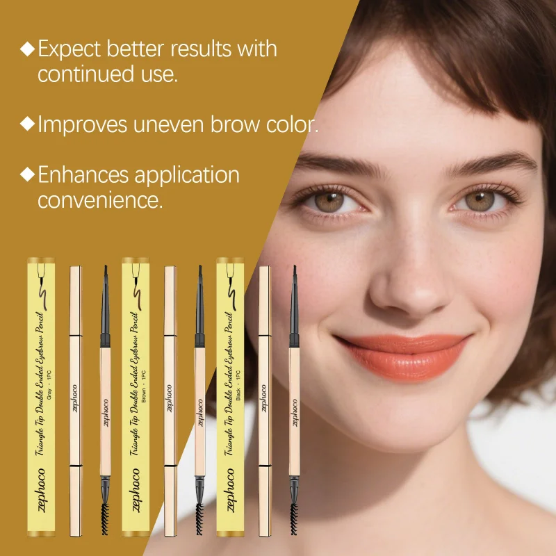 Crayon à sourcils Double tête, longue durée, étanche, 5 couleurs, stylo à sourcils, Non taché, teinte avec brosse, cosmétiques