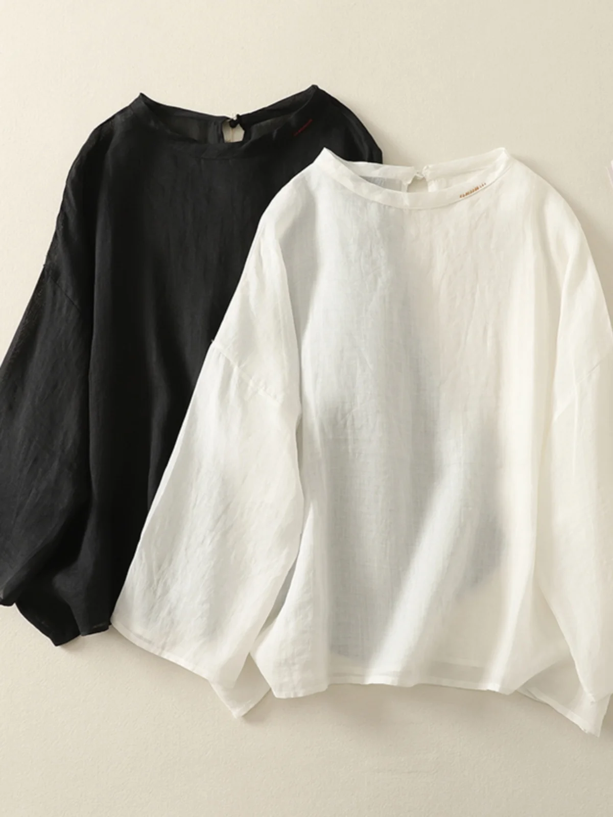 

Loose Fit Cotton Linen Women's irt Overhead One oulder Sun Protection Cover up Artistic Sle Casual Wear for plus Size