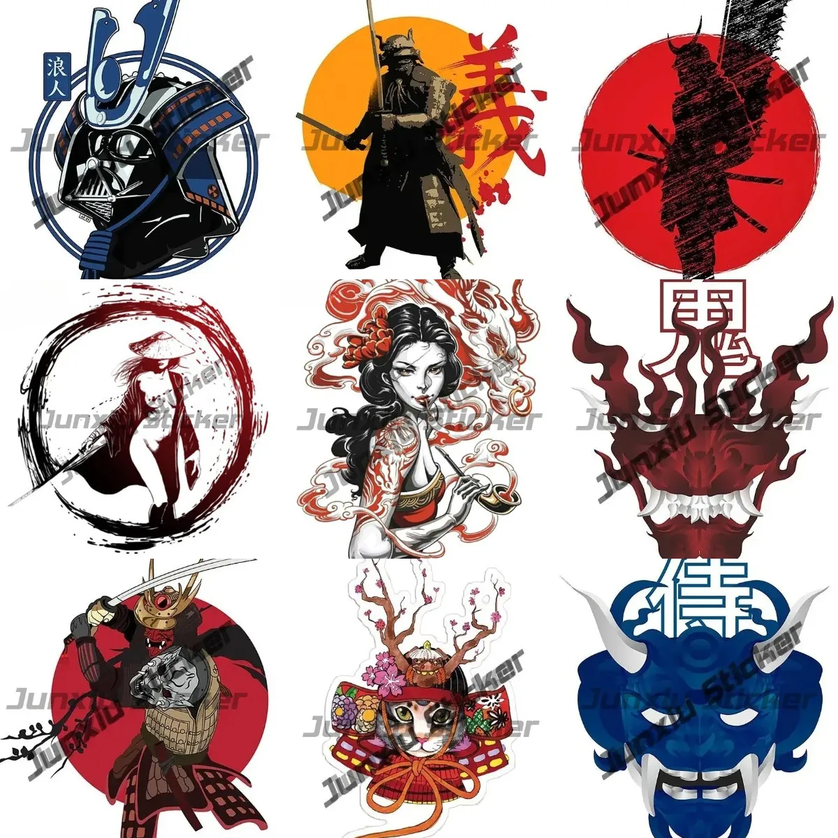 

Samurai Mask Vinyl Sticker Japanese Sticker Waterproofing Occlusion Scratch Accessories for Bumper Tumblers Laptops Car Windows