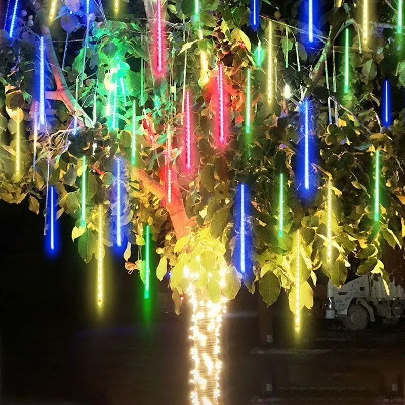 

30/50cm EU/US Plug 8 Tubes Meteor Shower Light Garden Decor LED Wedding Holiday Light String Fairy Garland Light Christmas Decor