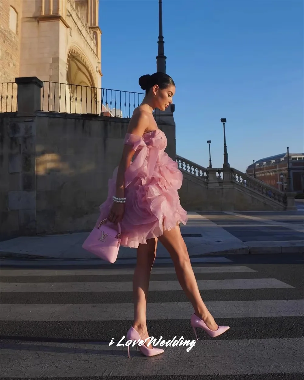 Pink Sweetheart Homecoming Dress 2025 Bow Spaghetti-Strap Sleeveless Backless A-Line Mini Skirt Pleated Party Dresses Customized