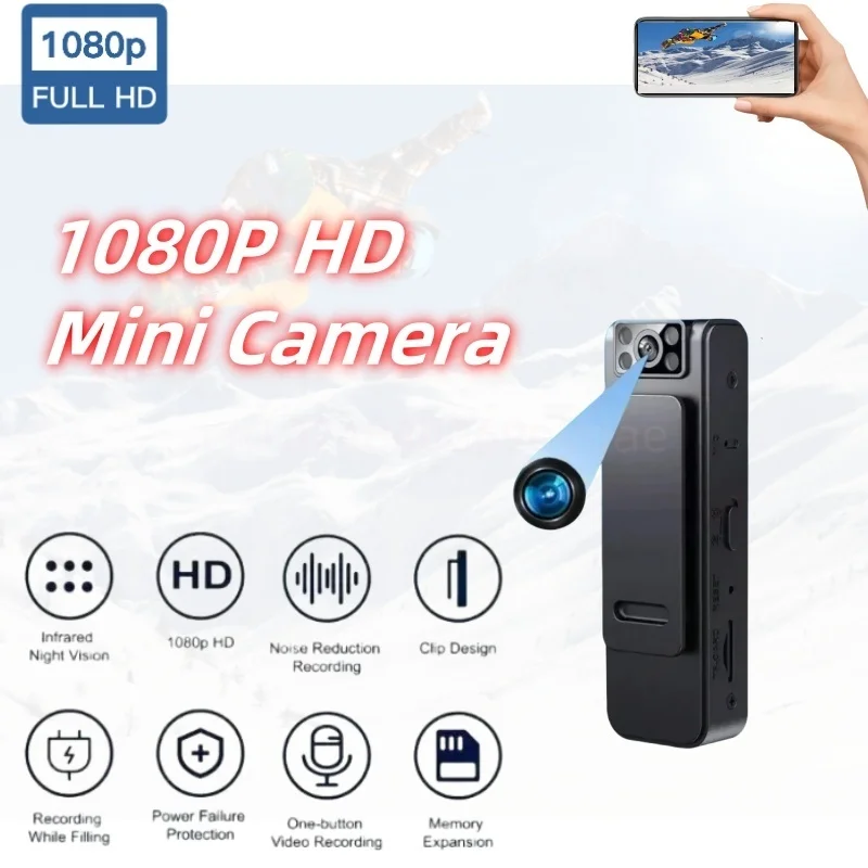 

1080P HD Mini Camera Back Clip Infrared Night Vision Sports Action Cam Motion Detection Audio Video Recorder Portable Camcorders