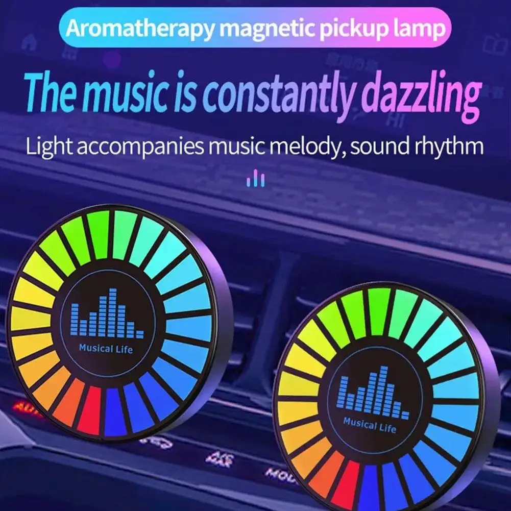 

Smart RGB Pickup Lights LED 3D Ambient Lamp Sound Control Music Rhythm Lights Air Freshener for Car Gaming TV Creative Deco K9X5