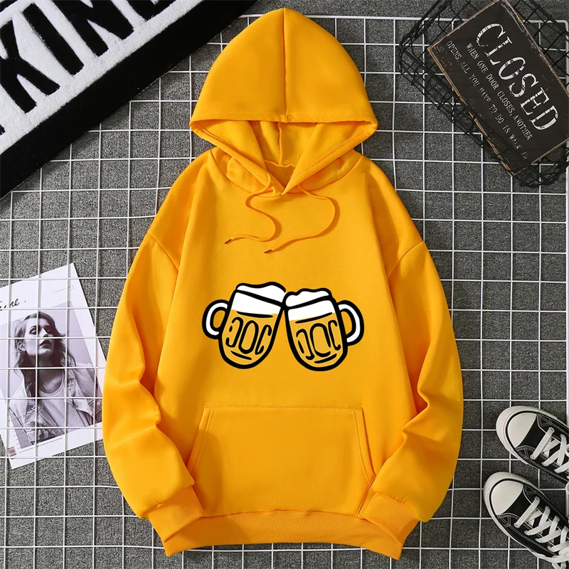 Simple Beer Cheers Pattern Unisex Hoodies 3D Print Creative Design Long Sleeved Clothes Fashion Comfortable Hooded Pullover Tops