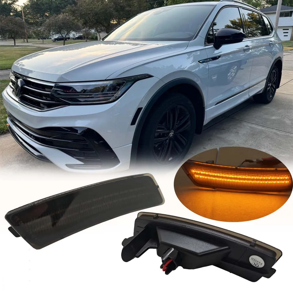 

2 шт. для Tiguan 2018 2019 2020 VW Beetle 2012 2013 2014 2015 2016 2017 2018 дымчатые линзы боковые габаритные индикаторы бампер светодиодные фонари
