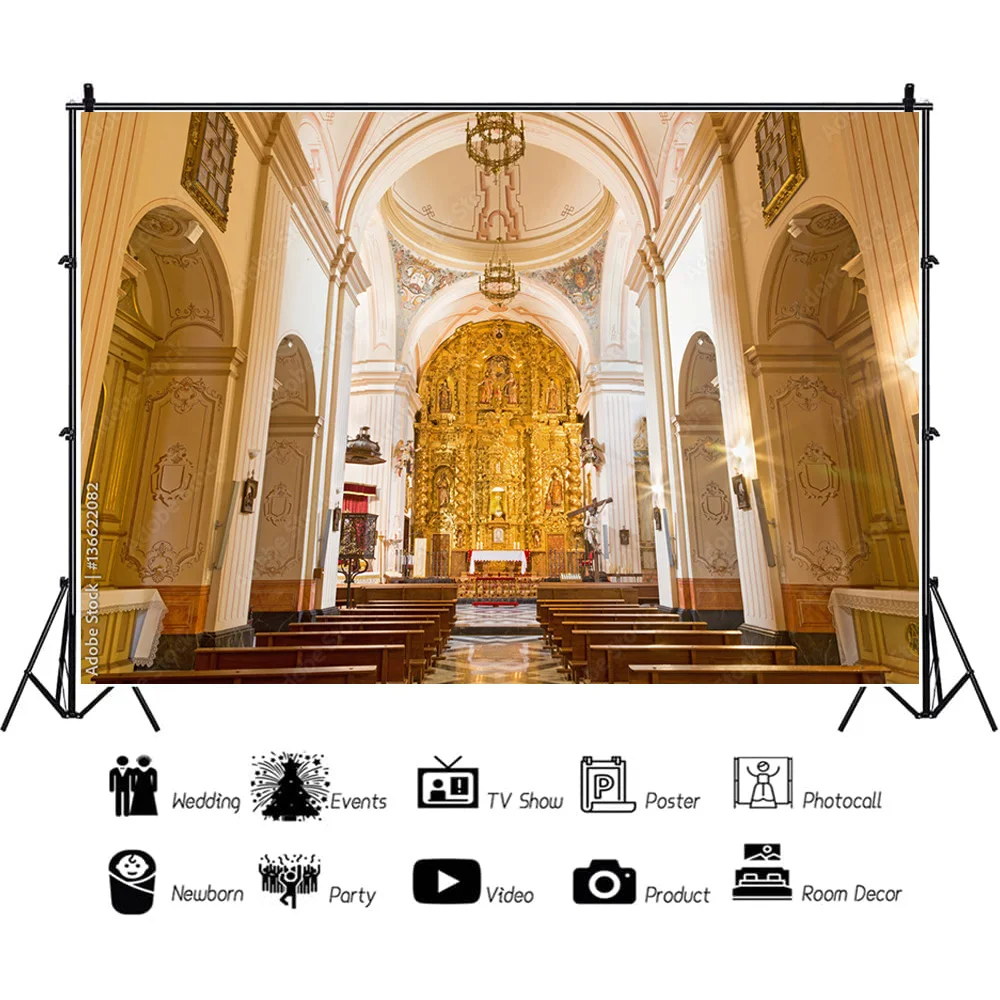 NITREE Auditorium European Style Church Photography Backdrop  Architecture Zagreb Cathedral Photo Studio Background JT-18