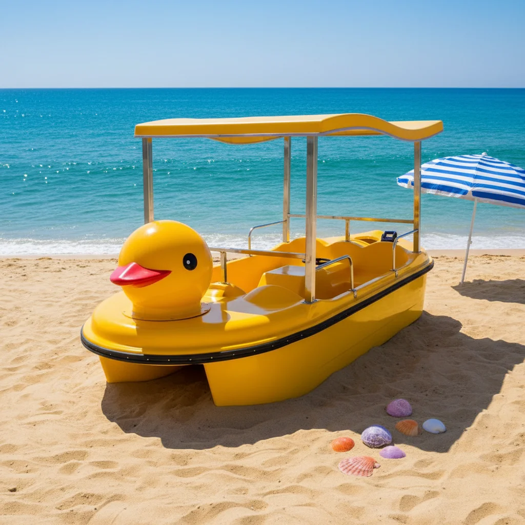 

Meierya Fiberglass Water Bike Water Play Equipment M-096 Yellow Duck Pedal Boat For Lakes & Rivers