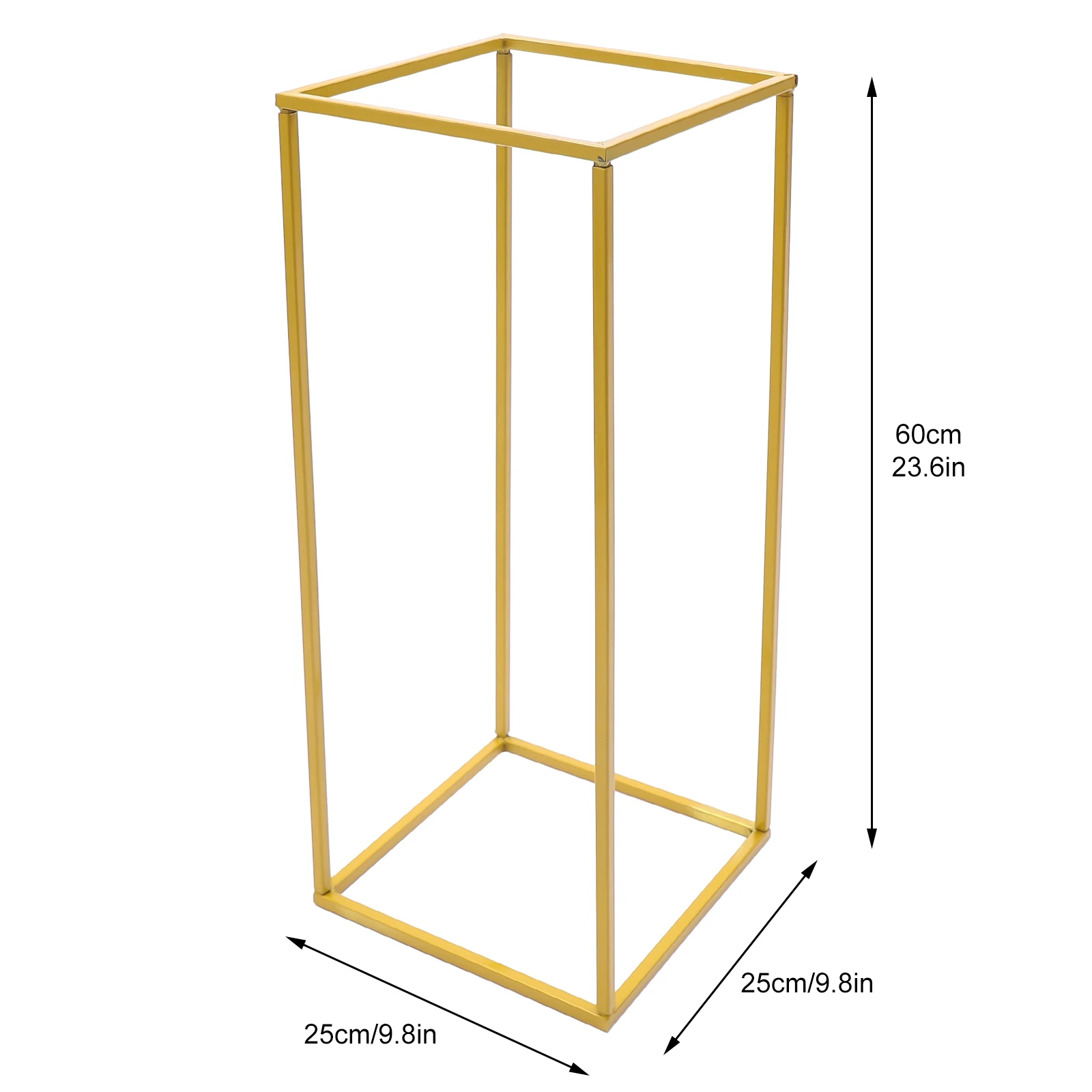 Destacável Cubo Forma Floor Stand, Coluna De Metal, Casamento Backdrop, Decoração De Aniversário, 60x25x25 cm, 2Pcs