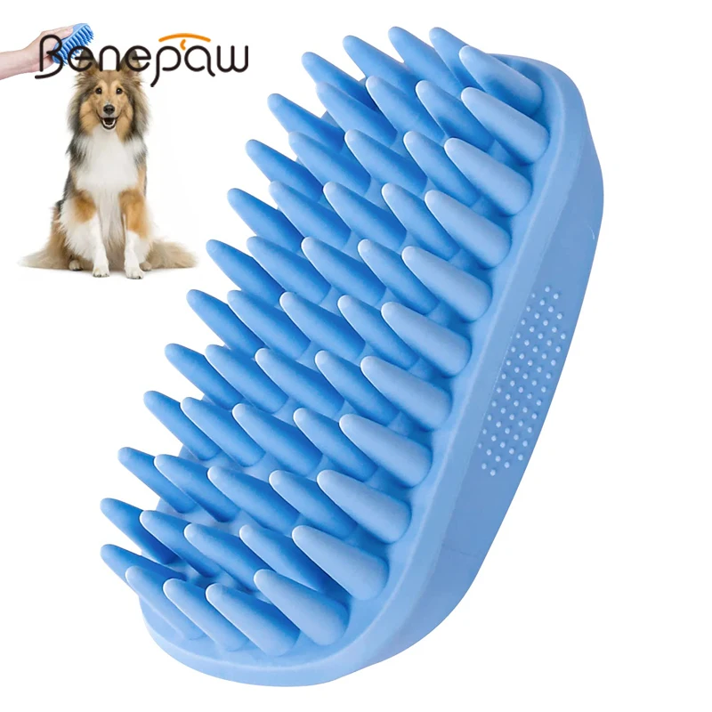 Benepaw Soft Dog Bath Brush Rubber Pet Shower Scrubber For Short Long Haired Dogs Cats Massage Comb Removes Loose Fur Grooming