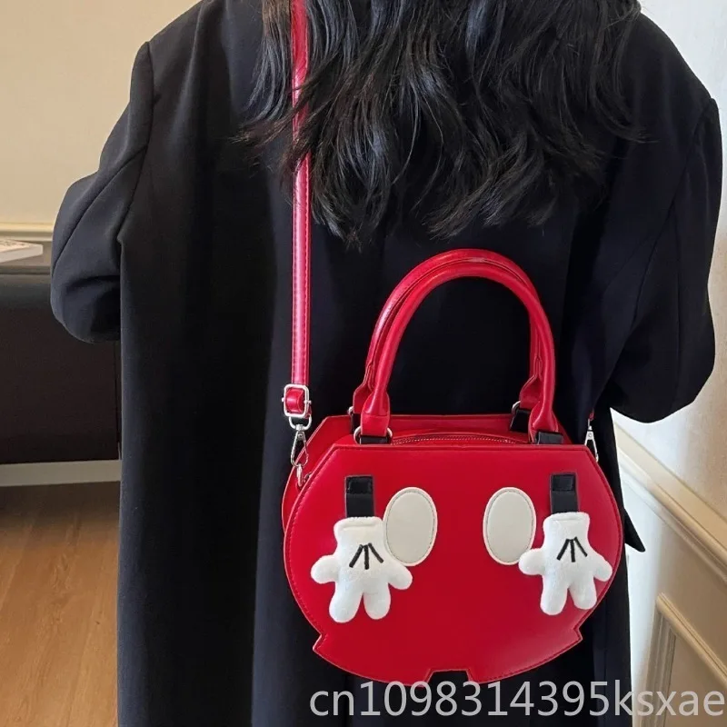 

Disney Mickey Mouse Semi Circle Shoulder Bag Cute Waterproof PU Leather Crossbody Handbag for Women Girls