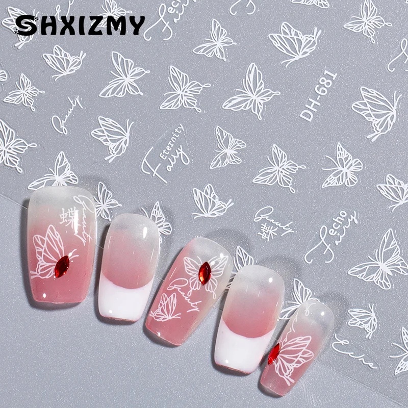 Fresh Butterfly Nail Stickers Japanese Super Immortal Black And White Butterflies Dance Gracefully Wear Nail Stickers