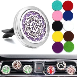 New Aromatherapy Car Perfume Diffuser Stainless Steel 30mm Magnetic Aroma Diffuser Locket Car Air Freshener Vent Clip + 1pcs Pad