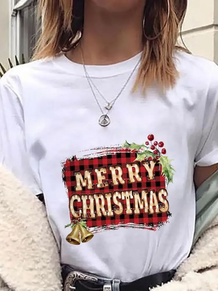 Tree Lovely Watercolor 90s New Year Female Clothes Fashion Christmas Tee T Shirt Clothing Women Top Printed Graphic T-shirts