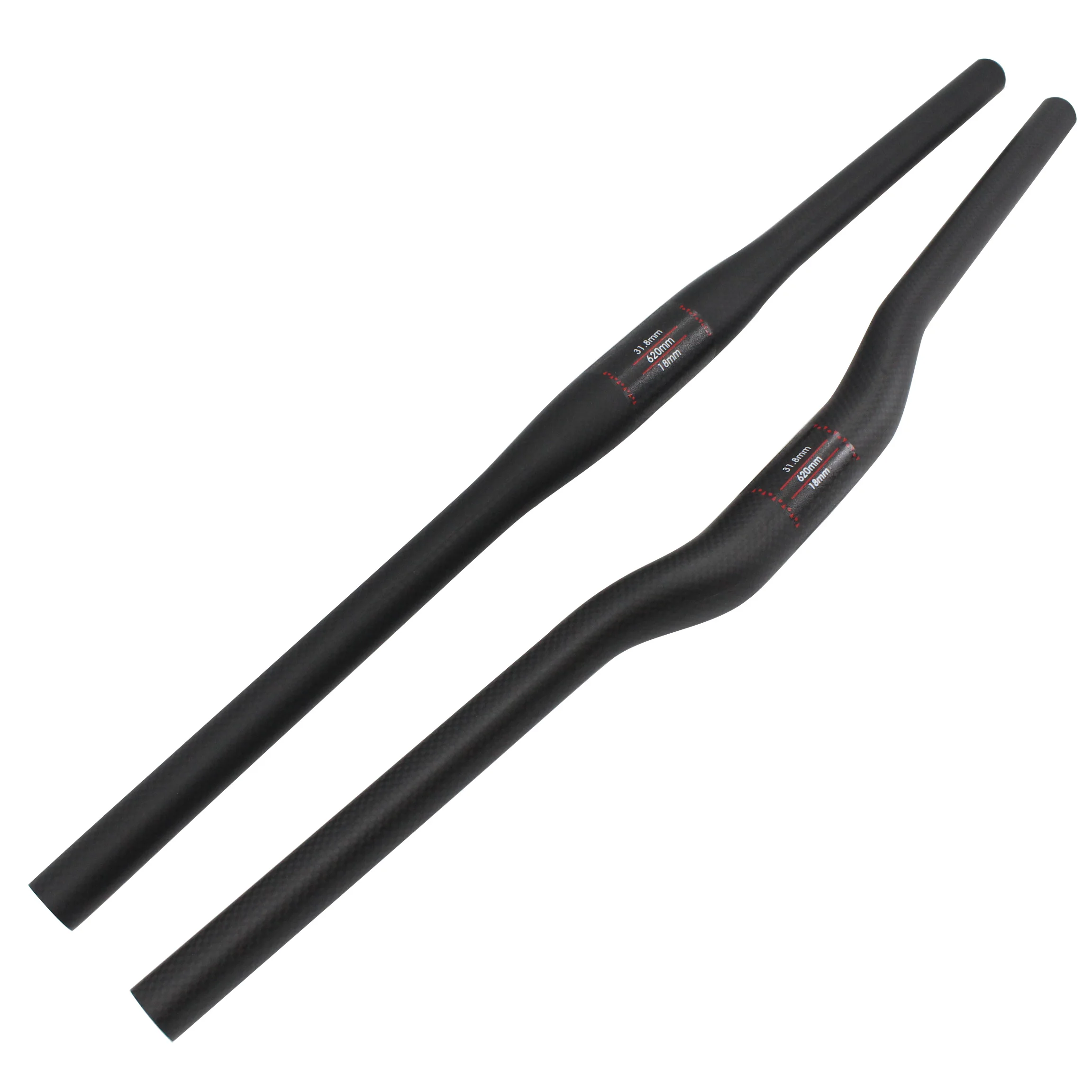 Guidon de vélo en carbone mat 3K en forme d\'hirondelle, pièces de vélo VTT, nouveau, 31.8x600-760mm