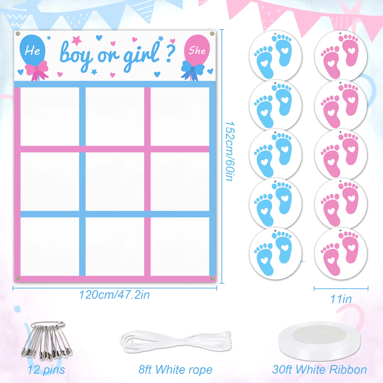 Gender Reveal Games Tic Tac Toe Board Game with 10 Boy or Girl Signs Gender Reveal Ideas Boy or Gir Sign Gender Reveal Party