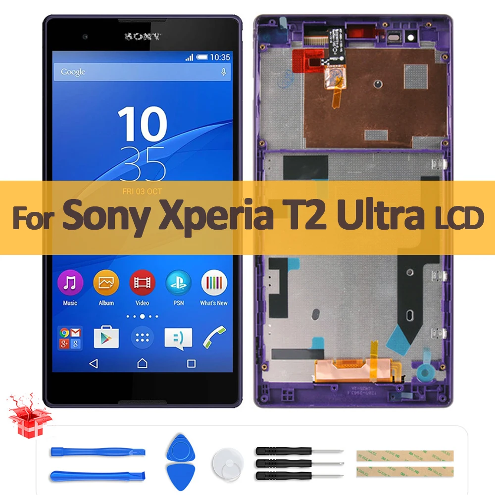 

Оригинальный ЖК-дисплей 6,0 "для Sony Xperia T2 Ultra ЖК-дисплей D5303 D5306 D5316 D5322 сенсорный экран дигитайзер в сборе запасные части