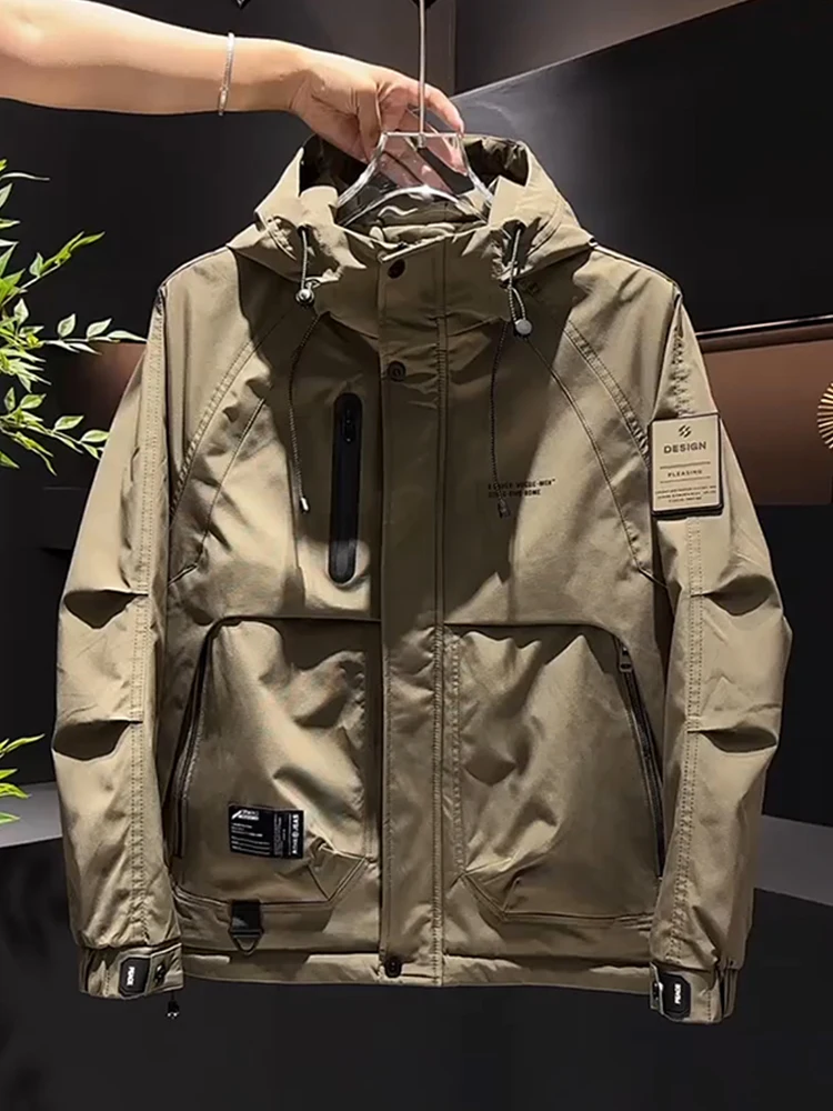 

Мужская теплая хлопковая куртка на зиму, свободного кроя, с капюшоном, универсальная, из утолщенной ткани Оксфорд, на молнии, с воротником-стойкой