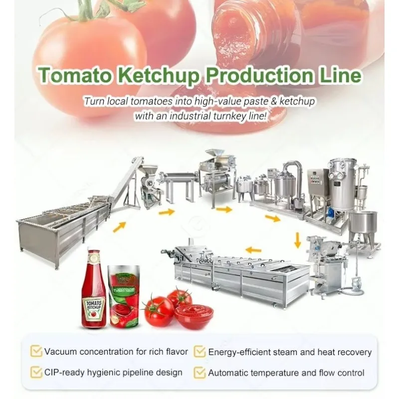 Tomato Ketchup Production Line Tomato Paste Processing Plant Steam Cooking Tank Homogenizer Sauce Blending Equipment