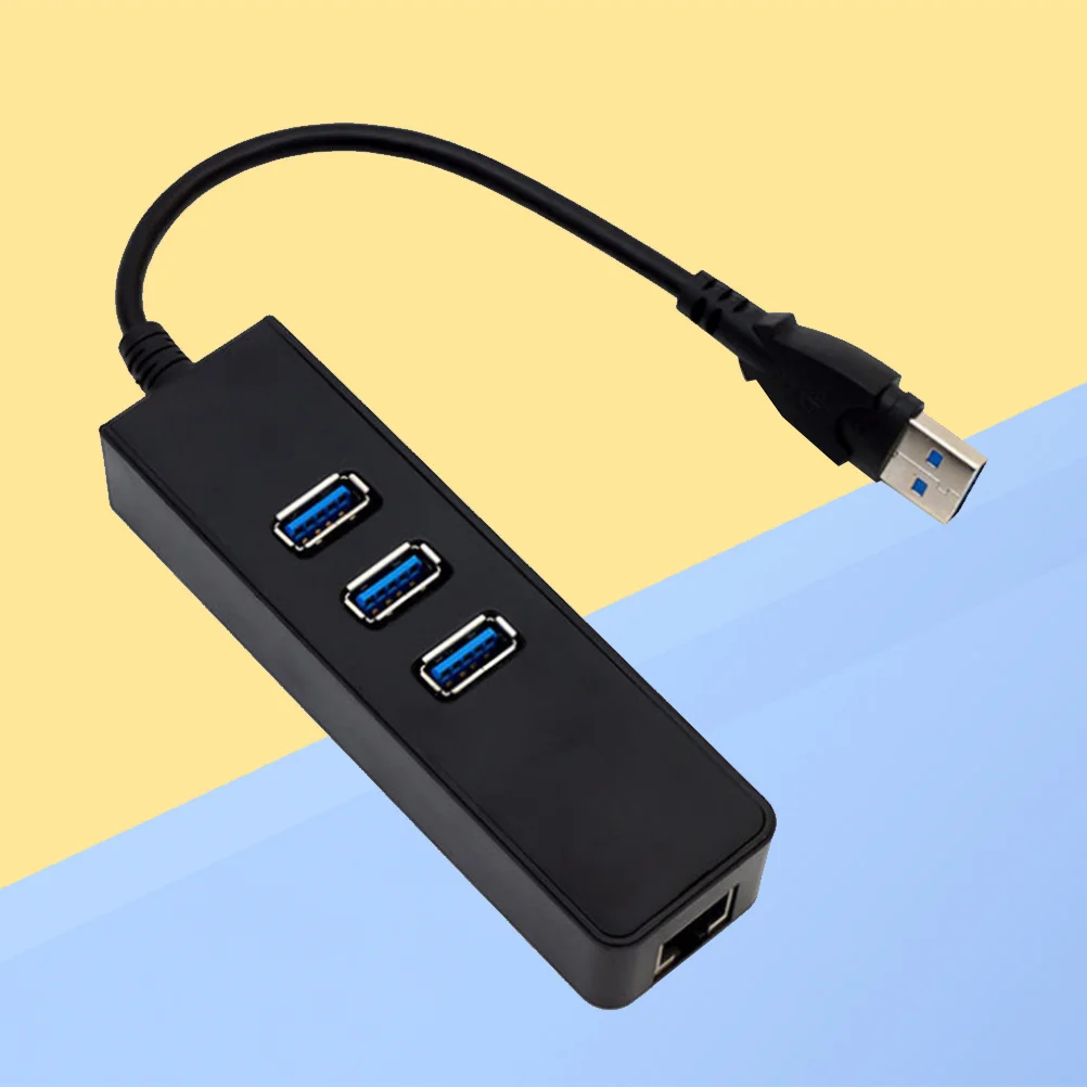 

USB 3.0 to Ethernet Adapter 3 Ports 5gbps Speed USB Hub Rj45 Network Card for Laptop Desktop Vista Black