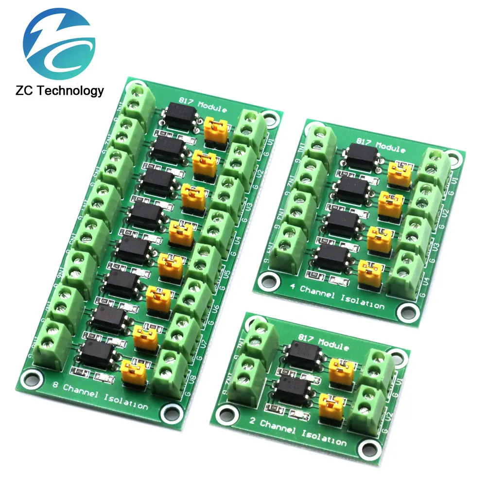 PC817 1 2 4 8 Channel Optocoupler Isolation Board Voltage Converter Adapter Module 3.6-30V Driver Photoelectric Isolated Module