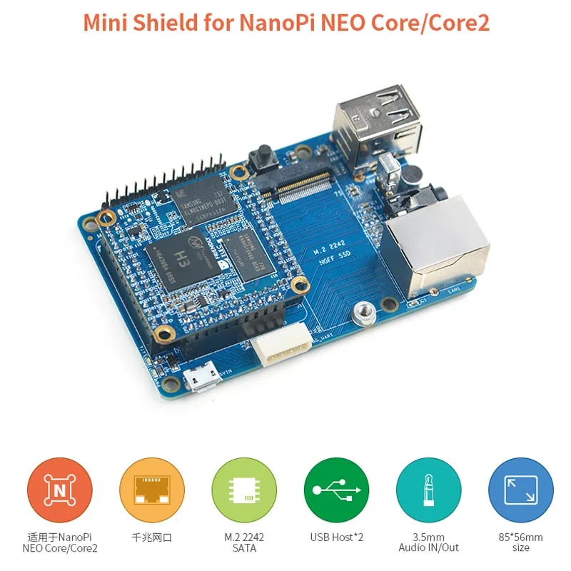 Mini escudo para NanoPi NEO Core/Core2, placa de extensión de función compatible con SSD