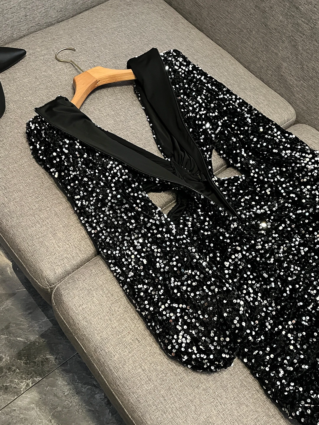 Robe de soirée Sexy et scintillante, ajourée, taille barée, perlée, pour femmes, Par Wear, longueur ort, imprimé Floral, OK348