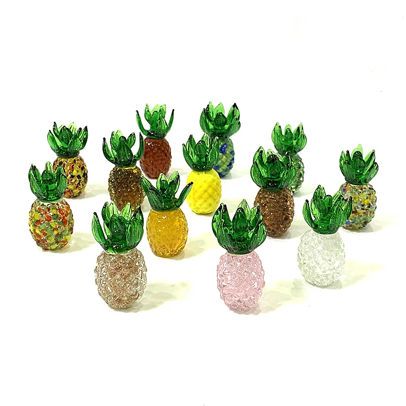 Colorful Murano Glass Pineapple Ornaments Cute Miniature Fruit Figurine Home Tabletop Room Decor Collection Party Gifts for Kids